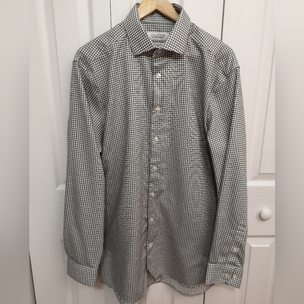 Collection by Michael Strahan Men's Black and White Checkered Shirt Size 16 1/2